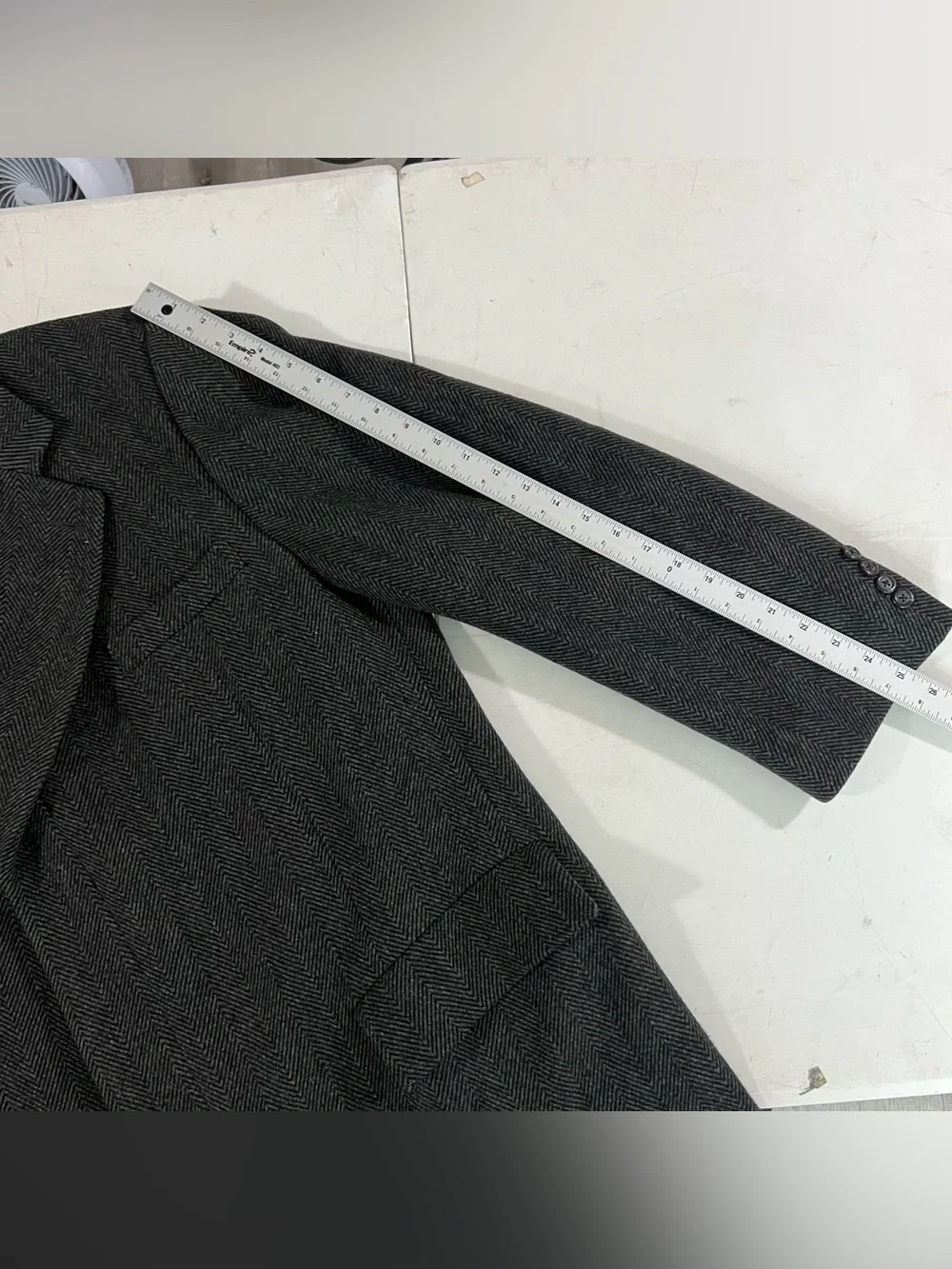 Polo Ralph Lauren Herringbone Wool Overcoat Mens XL?? Grey Canada Chesterfield